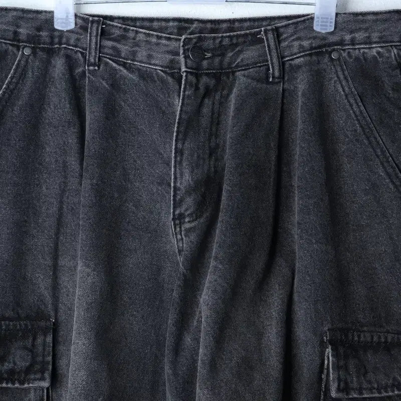 [BUNJANG] Dimitri Black Denim Cargo Jeans / (XL-2XL) 디미트리블랙 청바지 데님 워싱 카고 흑청-2433