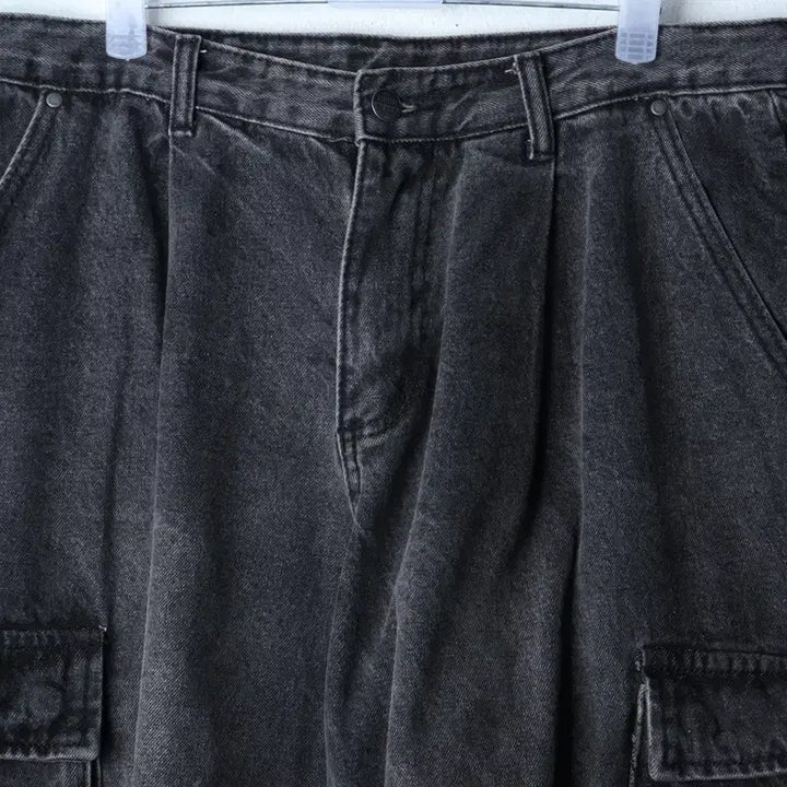 [BUNJANG] Dimitri Black Denim Cargo Jeans / (XL-2XL) 디미트리블랙 청바지 데님 워싱 카고 흑청-2433