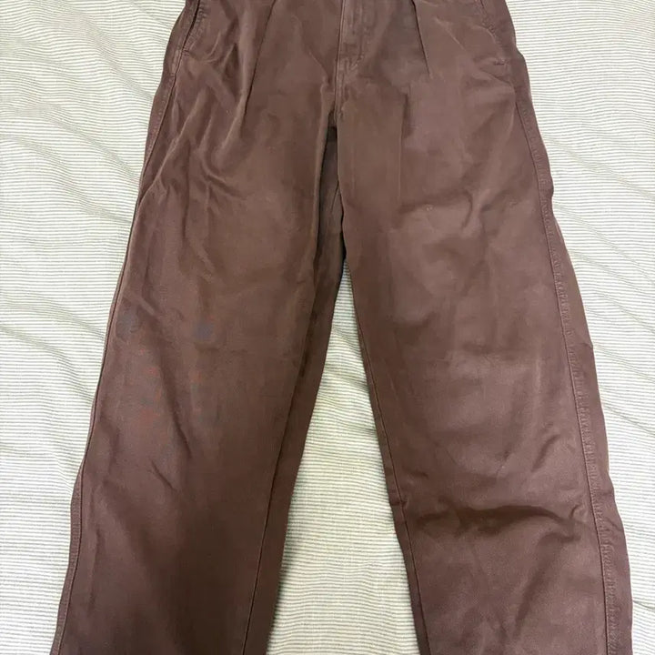 [BUNJANG] Uniqlo U Brown Wide Denim Tucked Pants / 유니클로 U 브라운 와이드 팬츠 데님턱팬츠 25 바지