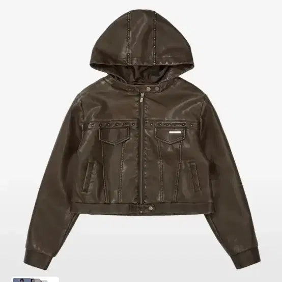 [BUNJANG] As You Are Track Leather Hoodie Jacket Brown S / 애즈유아 트랙 레더 후디 자켓 브라운 s