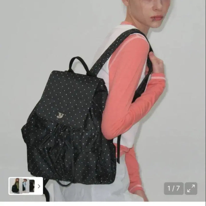 [BUNJANG] Yeomim Black Dot Backpack / 여밈 블랙 도트 백팩
