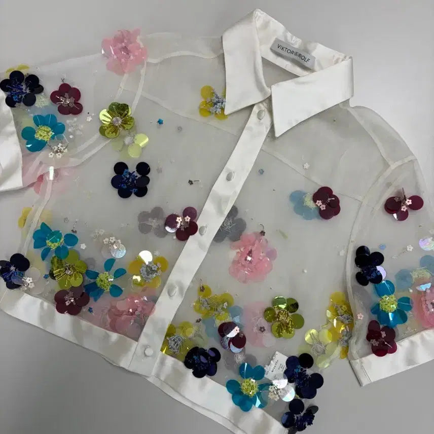[BUNJANG] Victor &amp; Rolf Embroidered Cropped Shirt / [정품] 빅터앤롤프 엠브로이더드 크롭 셔츠
