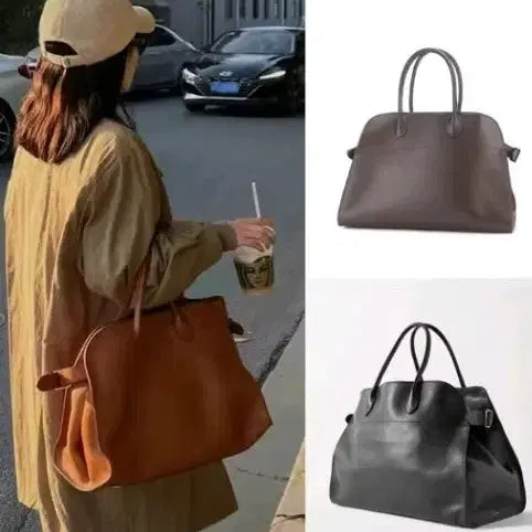 [BUNJANG] PU Leather Tote Bag / (해외배송) PU 가죽 토트백 브라운/블랙 빅백 가방