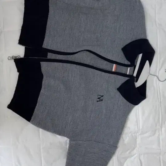 [BUNJANG] NOIA GO NOI600 Color Block Knit Zip-up / 노이아고 NOI600 배색 카라 니트 집업