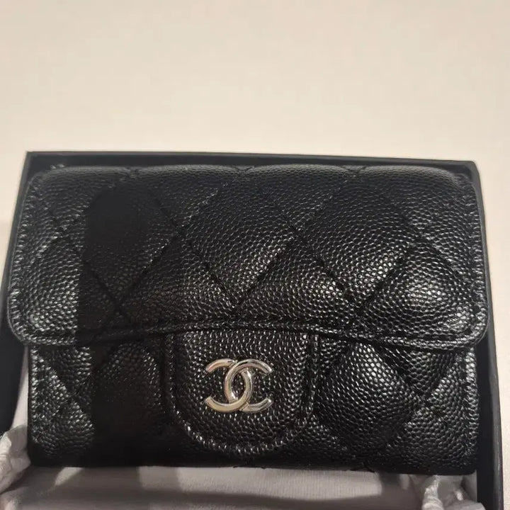 [BUNJANG] Clean Look Caviar Leather Wallet / 클똑 지갑 캐비어 은장 블랙