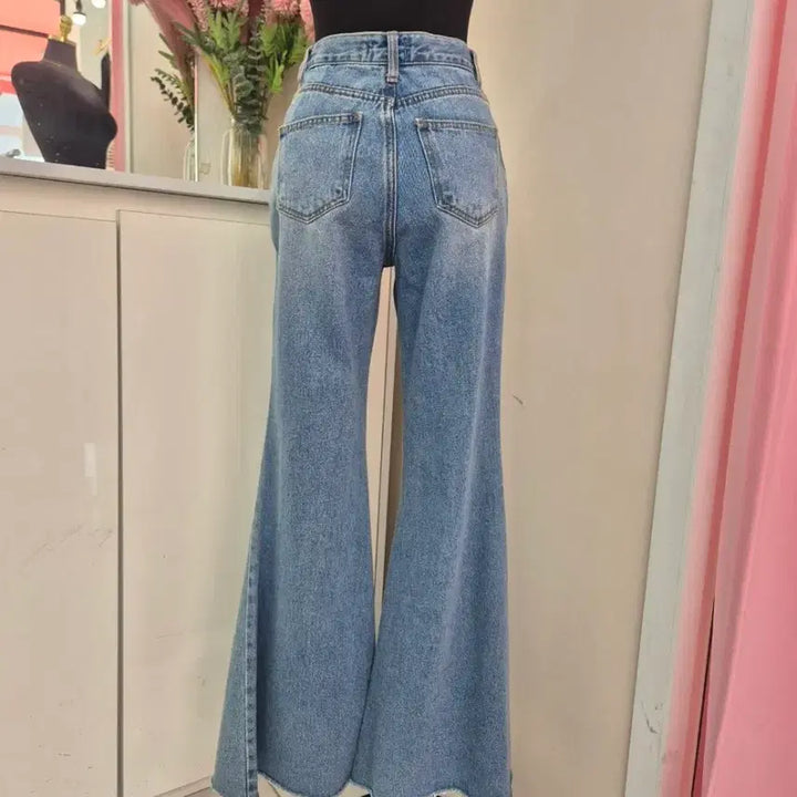 [BUNJANG] High-Waisted Bootcut Jeans / 키큰여자 롱 부츠컷 청바지 하이웨스트 탄탄한 데님 팬츠 108cmㅡ무배