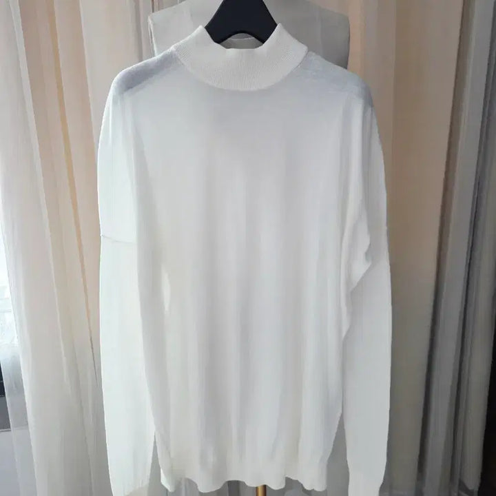 [BUNJANG] Acne Studios High Neck White Knit Long Sleeve T-Shirt / 아크네스튜디오 화이트 하이넥 니트 긴팔 티셔츠 오버핏