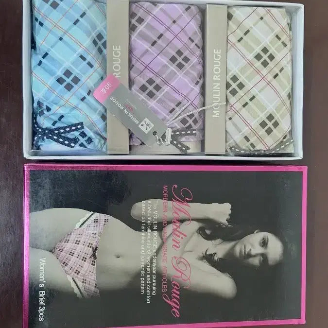[BUNJANG] Mullang Rouge Midi Panties 85 Check Lace 3-Pack / 새상품 믈랑루즈 85호 스판 미디팬티 3매 체크 레이스 042