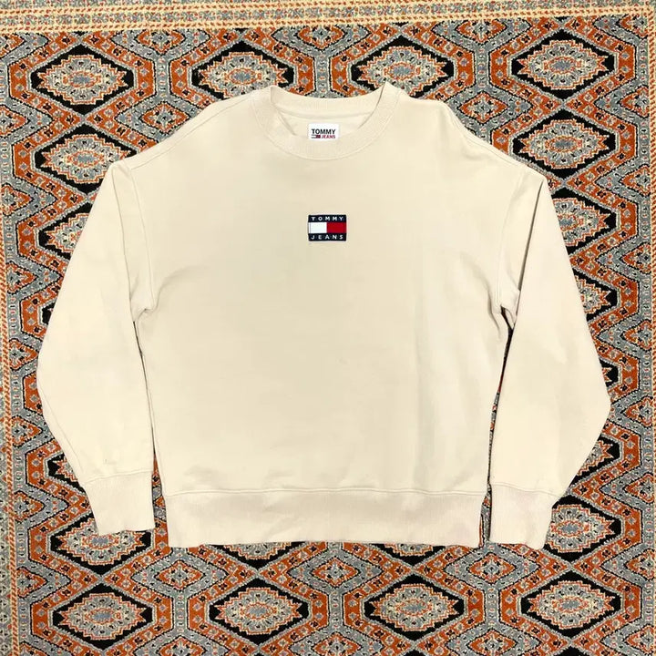 [BUNJANG] Tommy Jeans Beige Ivory Fleece Sweatshirt (Men's S) / 타미진스 베이지 아이보리 기모 맨투맨 남성S