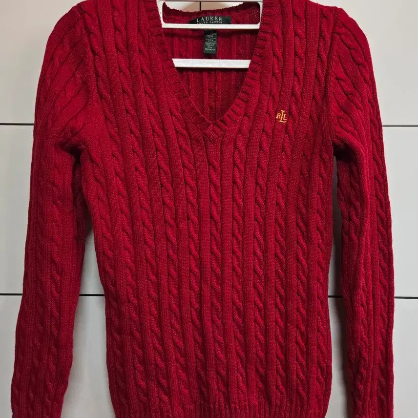 [SOLD OUT] 로렌 랄프로렌 정품 여성 브이넥 케이블 니트