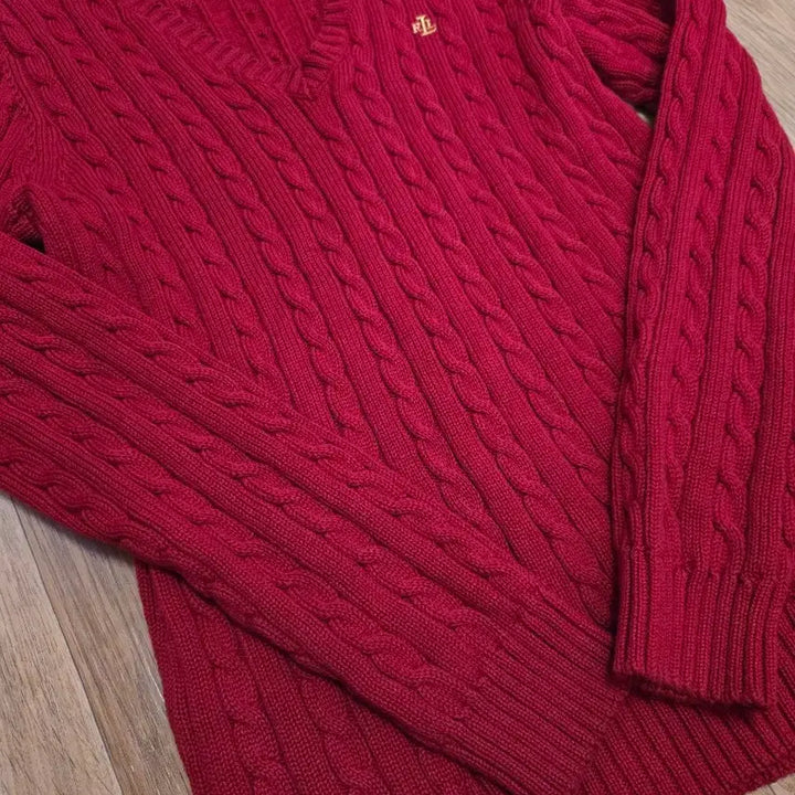 [SOLD OUT] 로렌 랄프로렌 정품 여성 브이넥 케이블 니트