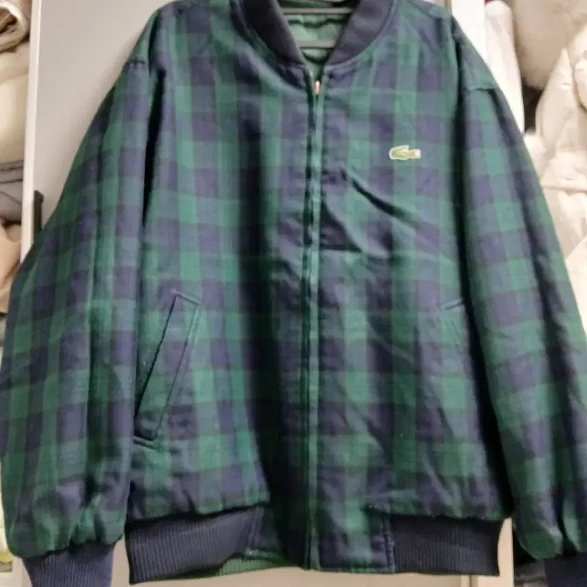 [BUNJANG] Lacoste Reversible Bomber Jacket / 라코스테 그린 봄버 양면  자켓