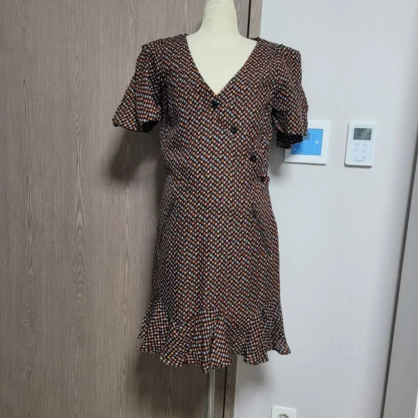 [BUNJANG] See By Chloé Authentic Patterned Puff Sleeve Short Dress / 씨바이끌로에 정품 매장판 패턴 퍼프소매 반팔 원피스