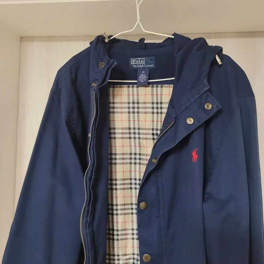 [BUNJANG] Polo Ralph Lauren Nova Check Navy Hooded Jacket / 폴로 USA 랄프로렌 노바체크 네이비 후드 자켓