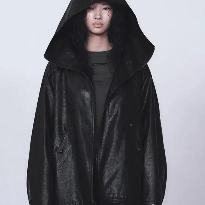 [BUNJANG] Trimming Bird Oversized Leather Jacket / 트리밍버드 오버핏레더점퍼