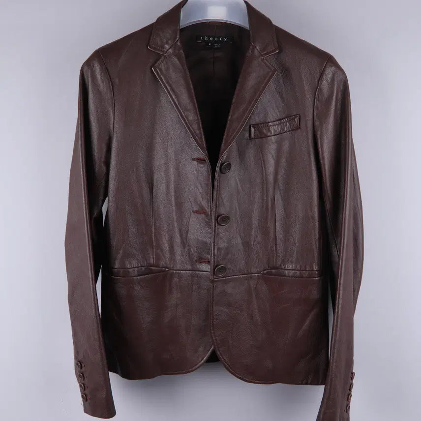 [BUNJANG] Theory Leather Jacket (Brown, Size 6) / (여성) 띠어리 가죽 레더 자켓 브라운 6사이즈