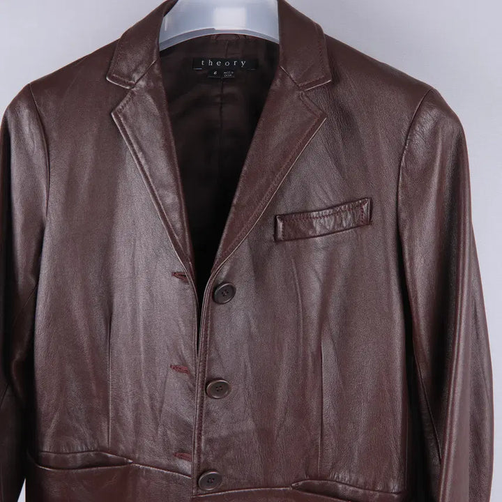 [BUNJANG] Theory Leather Jacket (Brown, Size 6) / (여성) 띠어리 가죽 레더 자켓 브라운 6사이즈