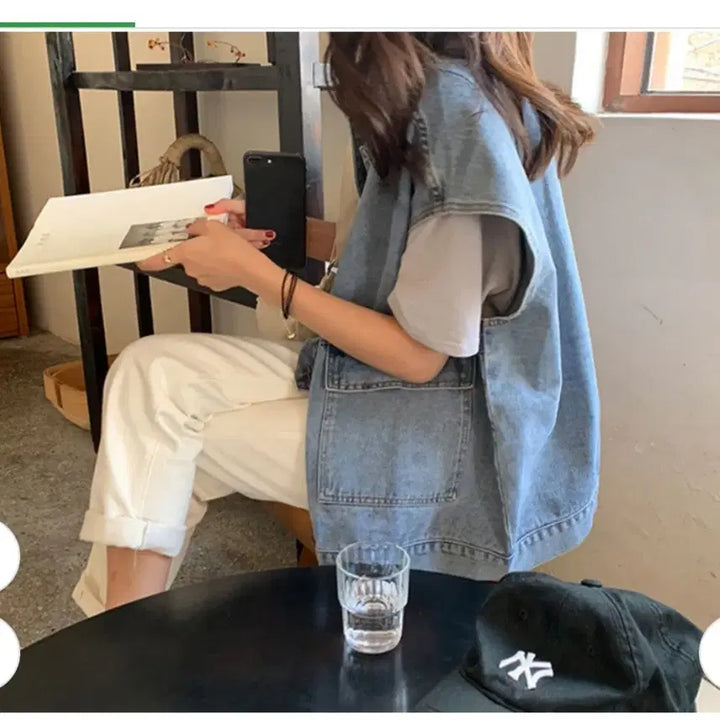 [BUNJANG] Denim Vest / 가볍게 툭 걸치는 데님 베스트 (무료배송)
