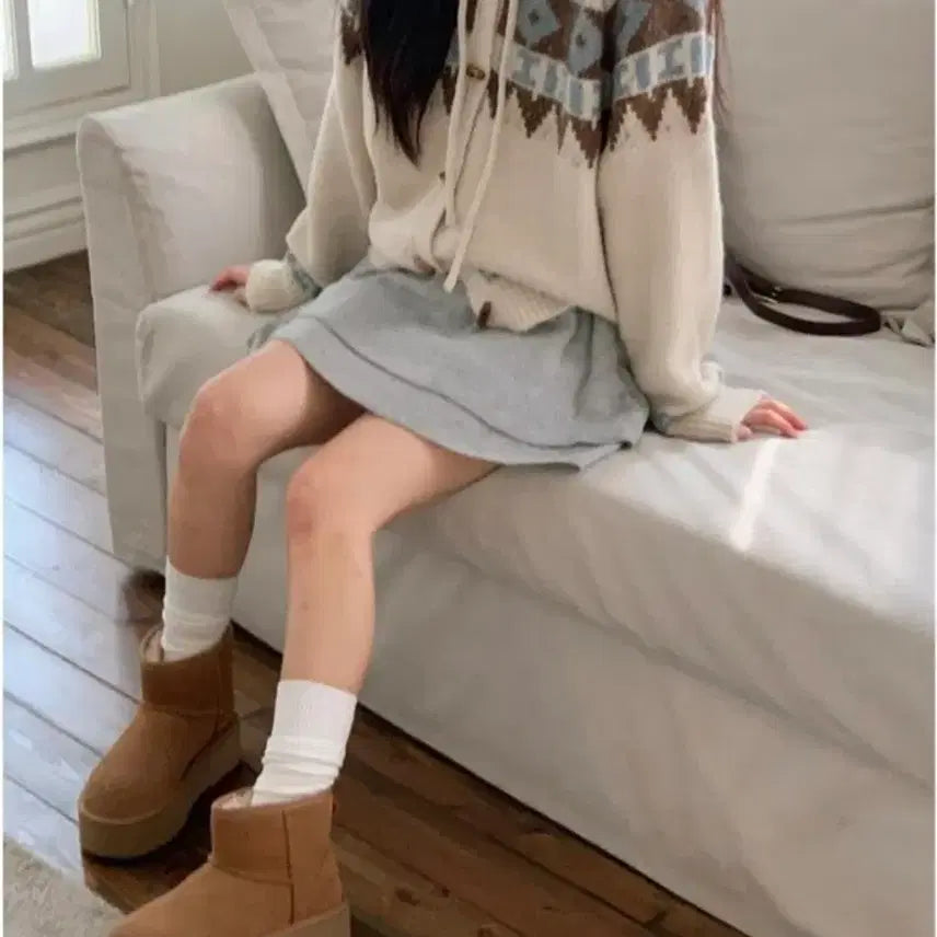 [BUNJANG] Shopperland Fure Flare Brushed Double Mini Skirt / 쇼퍼랜드 퓨레 플레어 기모 더블 미니스커트
