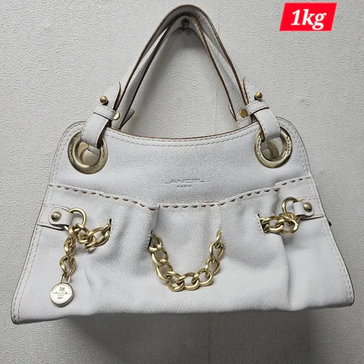 [SOLD OUT] LANCEL 란셀 프랑스 명품 화이트 가죽 토드백