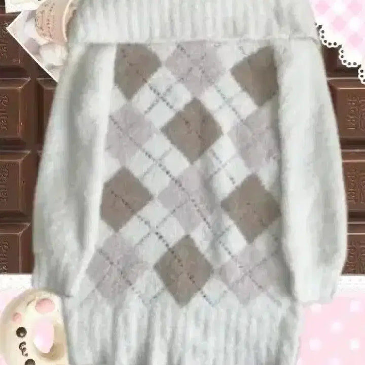 [BUNJANG] Liz Lisa Argyle Knit Off-Shoulder Dress / 리즈리사깔 핑크믹스 아가일니트 원피스 오프숄더 라떼갸루 로걀 짜잔씨 판매