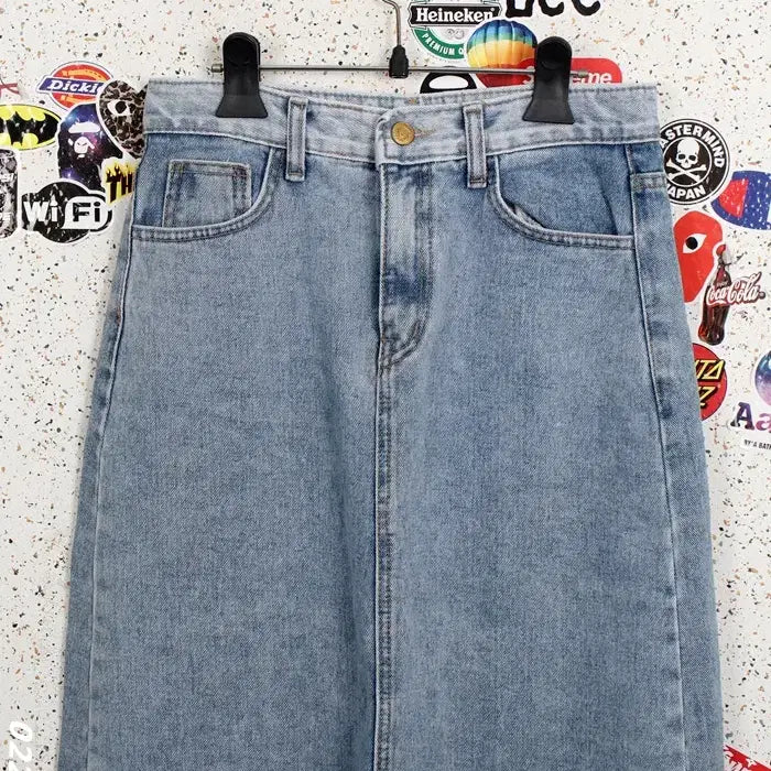 [BUNJANG] Simply Light Wash Denim Skirt (Women&