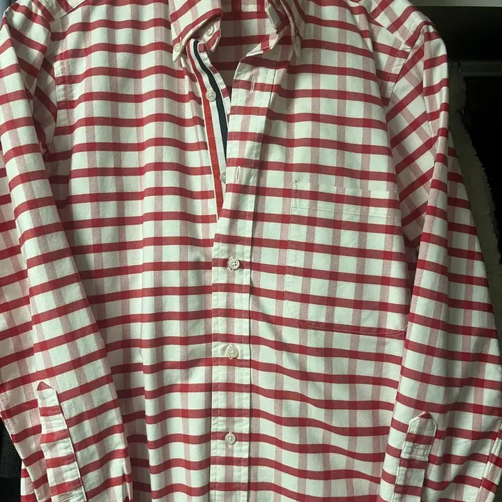 [BUNJANG] Thom Browne Red Check Hidden 3-Line Shirt / (정품)톰브라운 레드체크 히든 삼선 셔츠