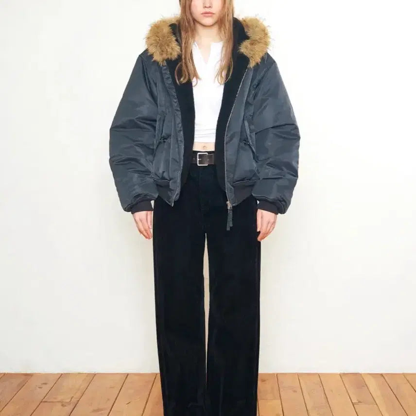 [SOLD OUT] 로우클래식 후드 봄버자켓 차콜 S