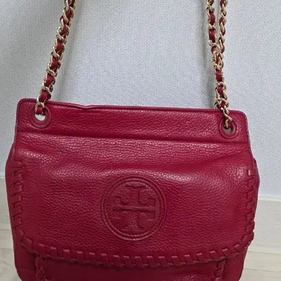 [BUNJANG] Tory Burch Red Leather Chain Shoulder Bag / 토리버치 레드 가죽 체인 숄더백ㅣ