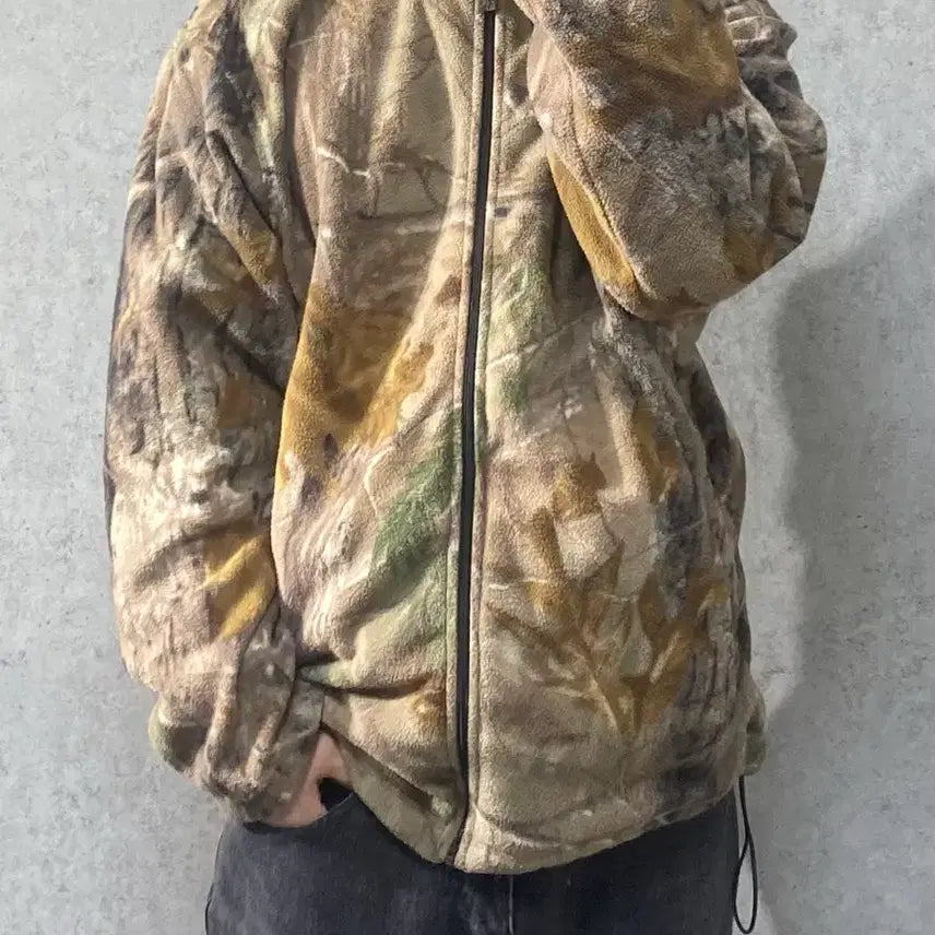 [BUNJANG] Wallo Realtree Fleece Zip Up Jacket / [L] Wallo 왈로 리얼트리패턴 플리스 집업 자켓