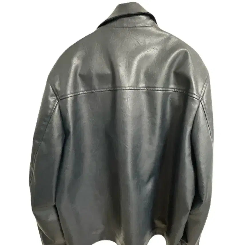 [BUNJANG] Zara Leather Jacket, Navy, Size M / Zara 가죽 자켓, 레더자켓, 네이비 자라