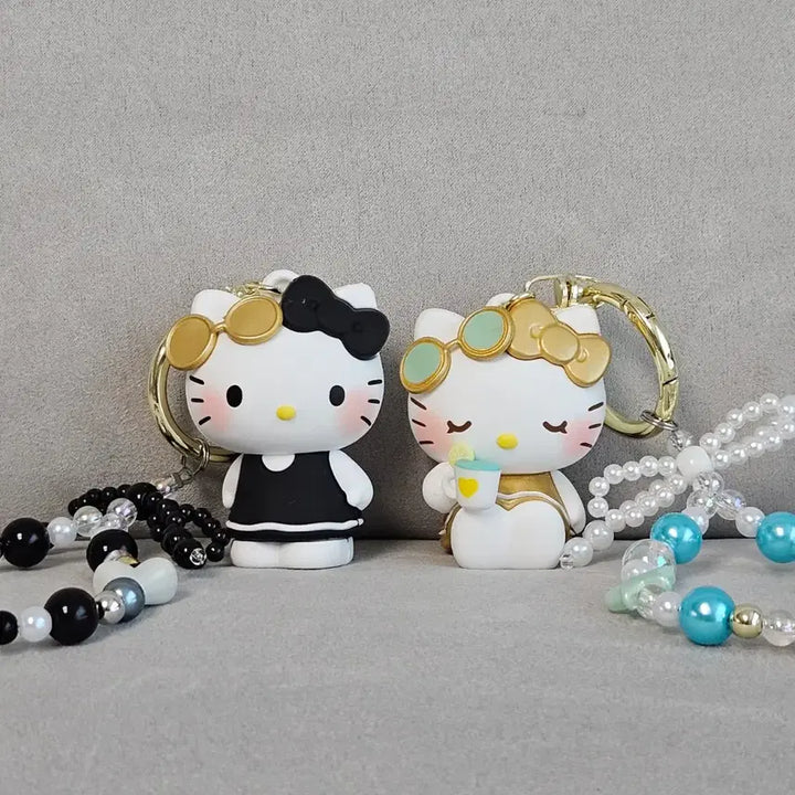 [BUNJANG] Hello Kitty Figure Bead Strap Keyring Set / [2종세트]헬로키티 키티 피규어 비즈 스트랩 키링