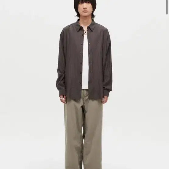 [BUNJANG] Fabrega Merci Stripe Shirt (Dark Brown) / 파브레가 메르시 스트라이프 셔츠 (다크 브라운)