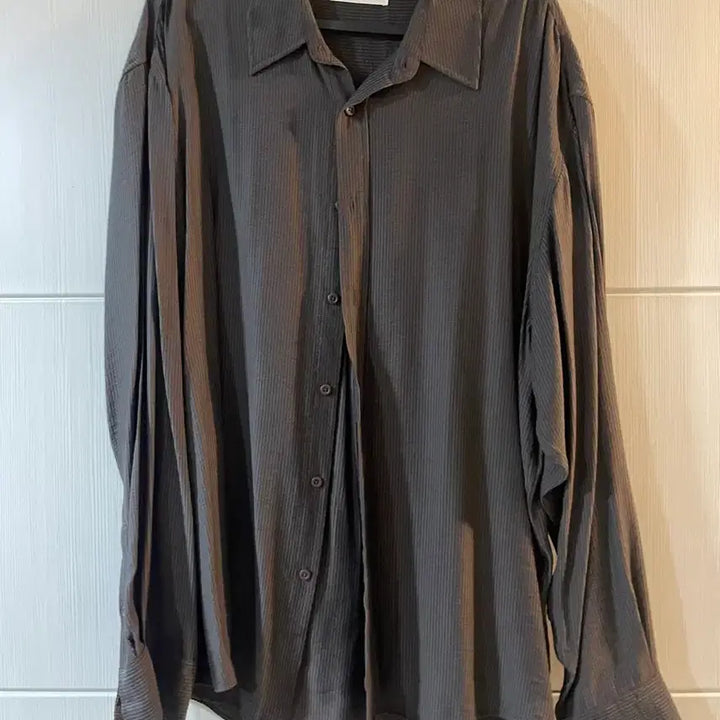 [BUNJANG] Fabrega Merci Stripe Shirt (Dark Brown) / 파브레가 메르시 스트라이프 셔츠 (다크 브라운)