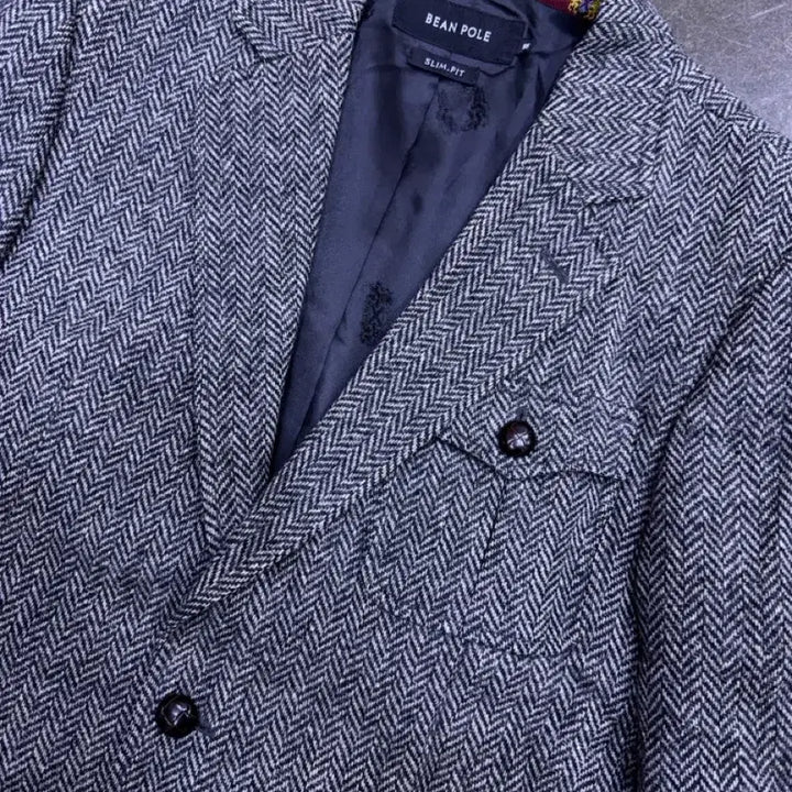 [BUNJANG] Beanpole Slim Fit Herringbone Elbow Patch Hunting Jacket Blazer / 빈폴 슬림핏 헤링본 엘보패치 헌팅자켓 블레이저 95