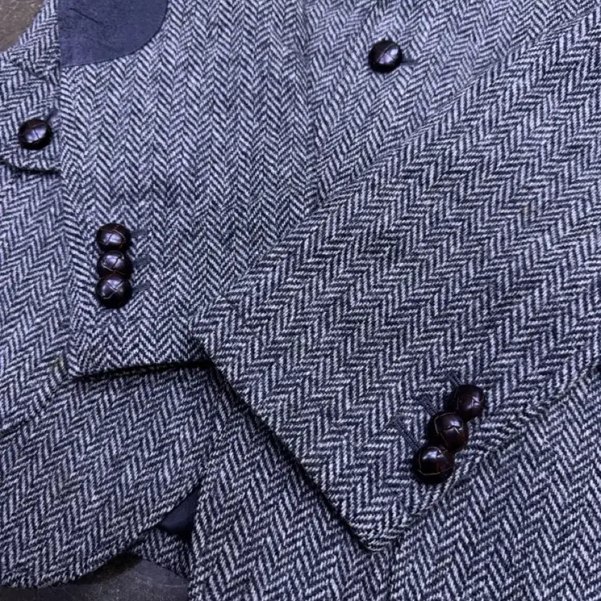 [BUNJANG] Beanpole Slim Fit Herringbone Elbow Patch Hunting Jacket Blazer / 빈폴 슬림핏 헤링본 엘보패치 헌팅자켓 블레이저 95