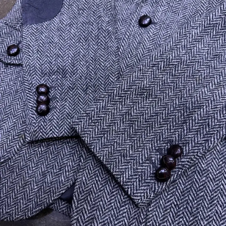 [BUNJANG] Beanpole Slim Fit Herringbone Elbow Patch Hunting Jacket Blazer / 빈폴 슬림핏 헤링본 엘보패치 헌팅자켓 블레이저 95