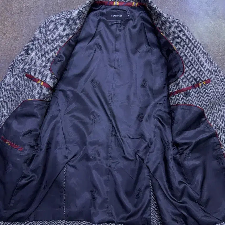 [BUNJANG] Beanpole Slim Fit Herringbone Elbow Patch Hunting Jacket Blazer / 빈폴 슬림핏 헤링본 엘보패치 헌팅자켓 블레이저 95