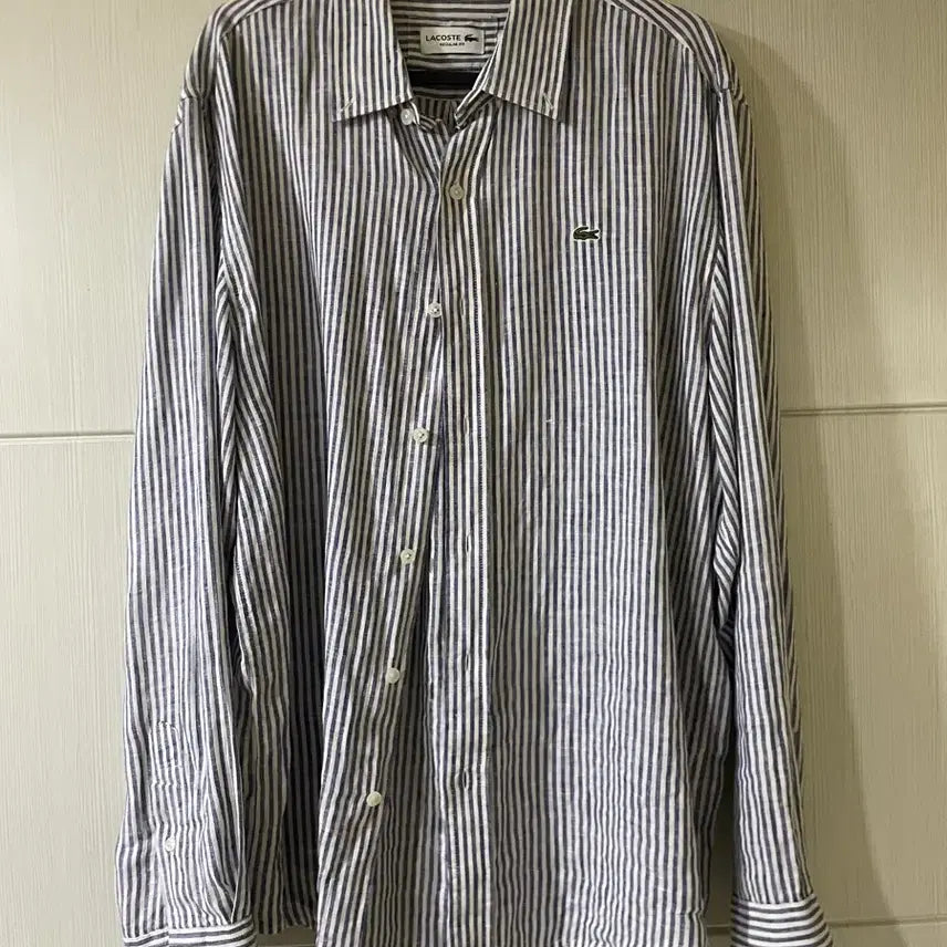 [BUNJANG] Lacoste Striped Shirt Navy / 라코스테 스트라이프 셔츠 네이비