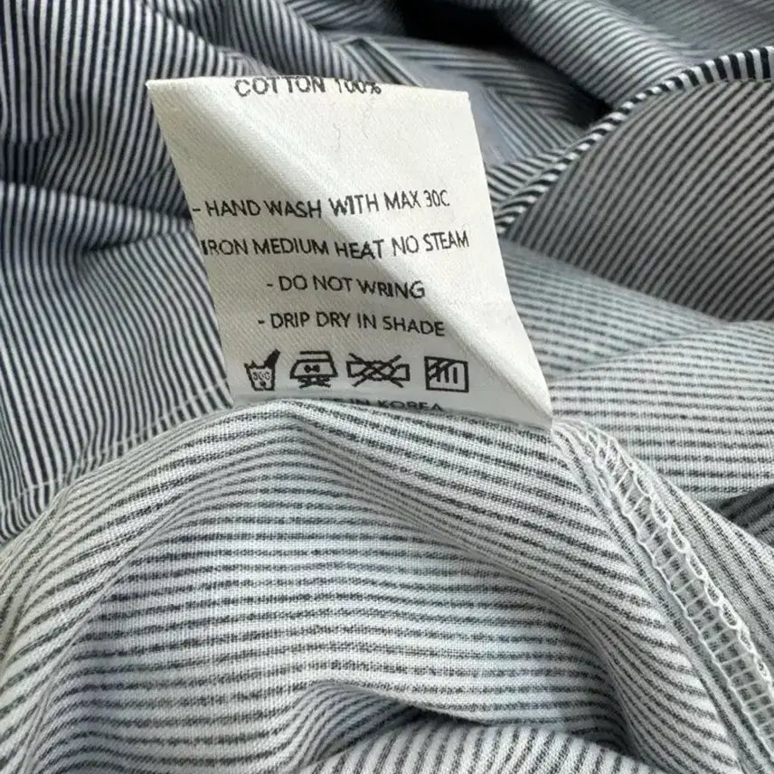 [BUNJANG] ADD SENSE Striped Ribbon Sleeve Shirt / ADD SENSE 스트라이프 리본소매 셔츠 Free (55~66)면100