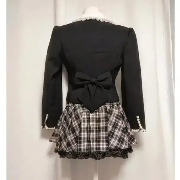[BUNJANG] Vintage Ribbon Jacket, Shirt, and Skirt Set / 캐캐체깔 리본자켓 셔츠 치마 세트 빈티지