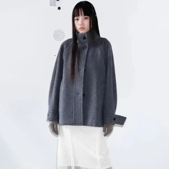[BUNJANG] Kuhoplus High Neck Coat - Gray Women&