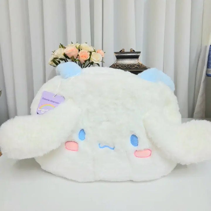 [BUNJANG] Sanrio Cinnamoroll &amp; Kuromi Face Fur Shoulder Bag / 산리오 시나모롤,쿠로미 얼굴 털 가방 숄더백 새상품
