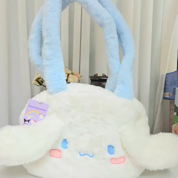 [BUNJANG] Sanrio Cinnamoroll &amp; Kuromi Face Fur Shoulder Bag / 산리오 시나모롤,쿠로미 얼굴 털 가방 숄더백 새상품