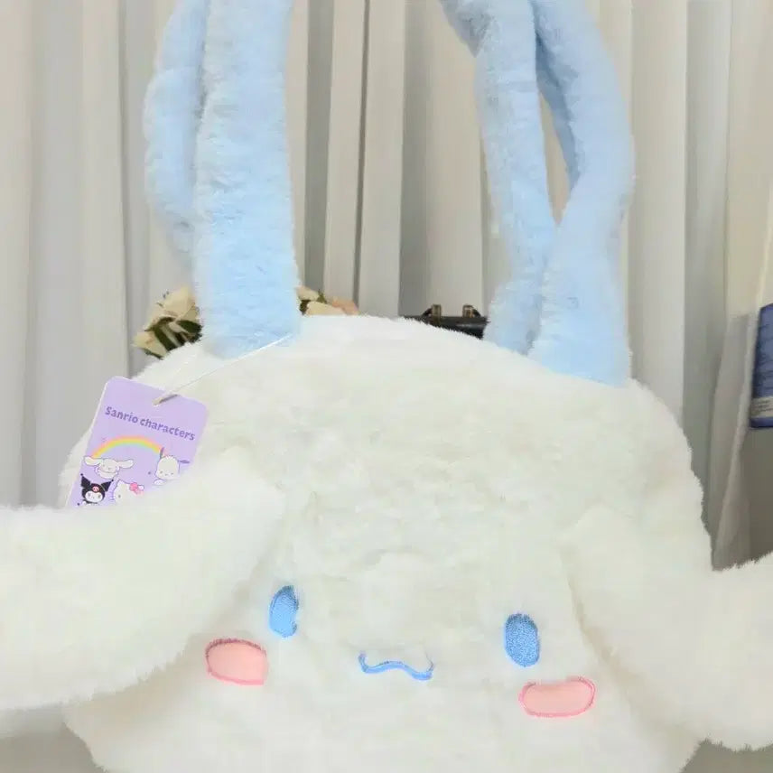 [BUNJANG] Sanrio Cinnamoroll &amp; Kuromi Face Fur Shoulder Bag / 산리오 시나모롤,쿠로미 얼굴 털 가방 숄더백 새상품