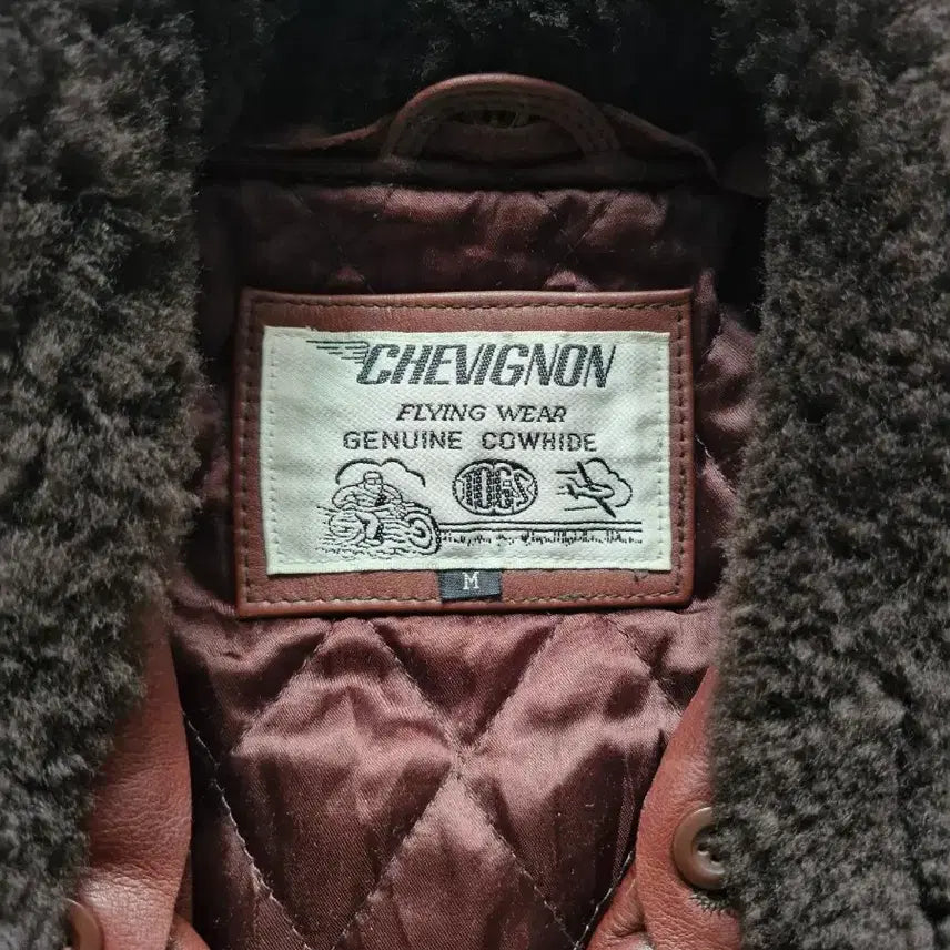 [BUNJANG] Chevignon Cowhide Flying Bomber Jacket - Burgundy Brown / 빈티지 쉐비뇽 카우하이드 플라잉 봄버