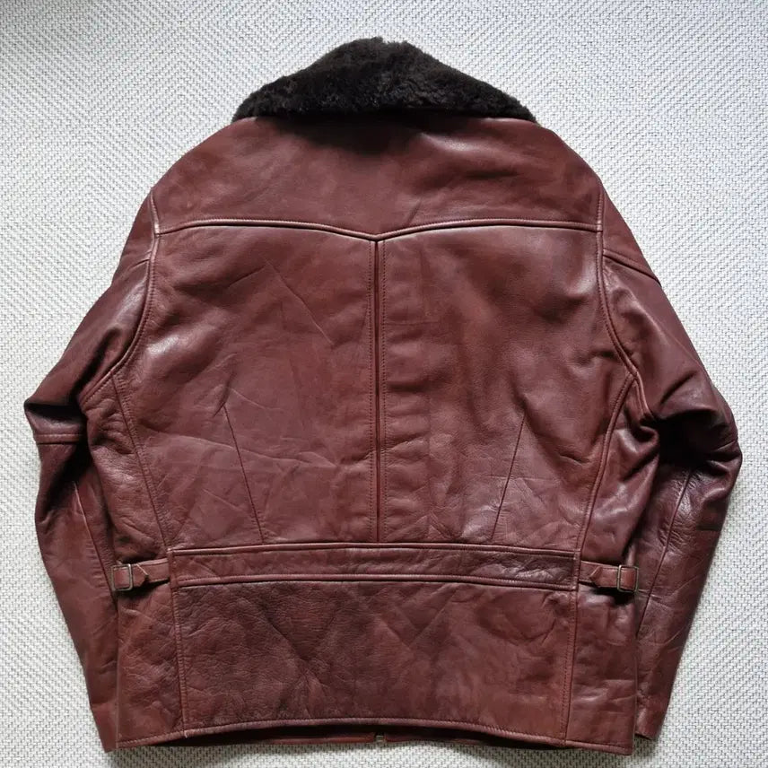[BUNJANG] Chevignon Cowhide Flying Bomber Jacket - Burgundy Brown / 빈티지 쉐비뇽 카우하이드 플라잉 봄버