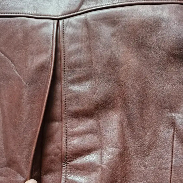 [BUNJANG] Chevignon Cowhide Flying Bomber Jacket - Burgundy Brown / 빈티지 쉐비뇽 카우하이드 플라잉 봄버