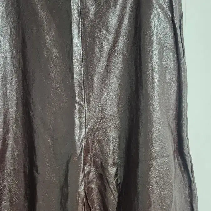[BUNJANG] Brown Faux Leather Bootcut Pants / 브라운 인조가죽 부츠컷 바지