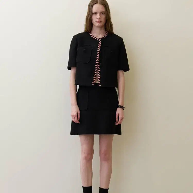 [BUNJANG] Maron Edition Black Tweed Mini Skirt / 마론에디션 블랙 트위드 스커트
